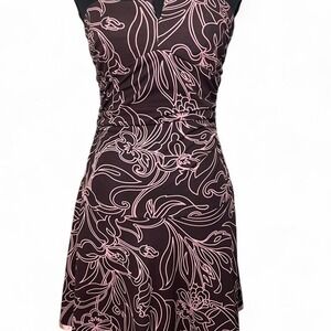 y2k Pink and brown City Triangles floral A-line mini dress
